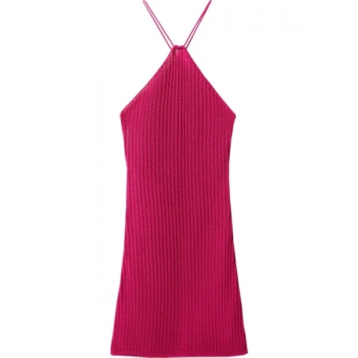 Mango Halter Yakalı Tığ İşi Elbise