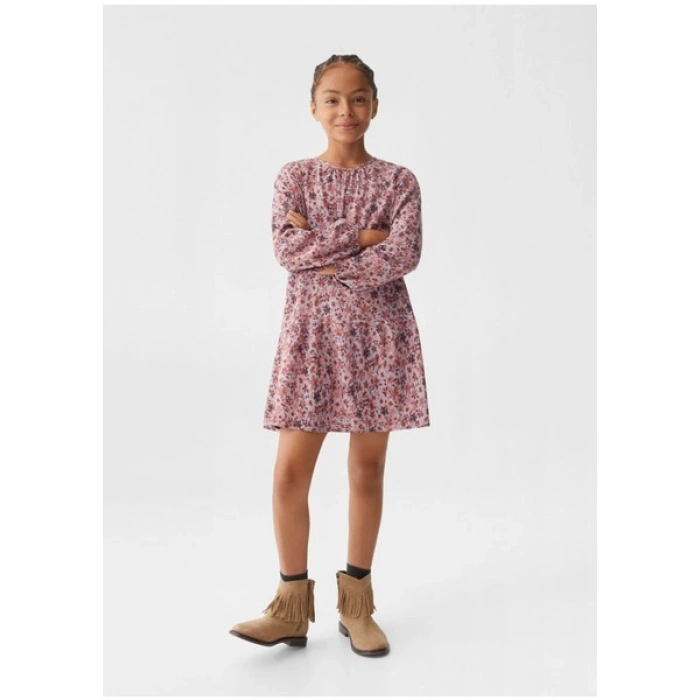 Mango Kids Çiçekli Pamuklu Elbise