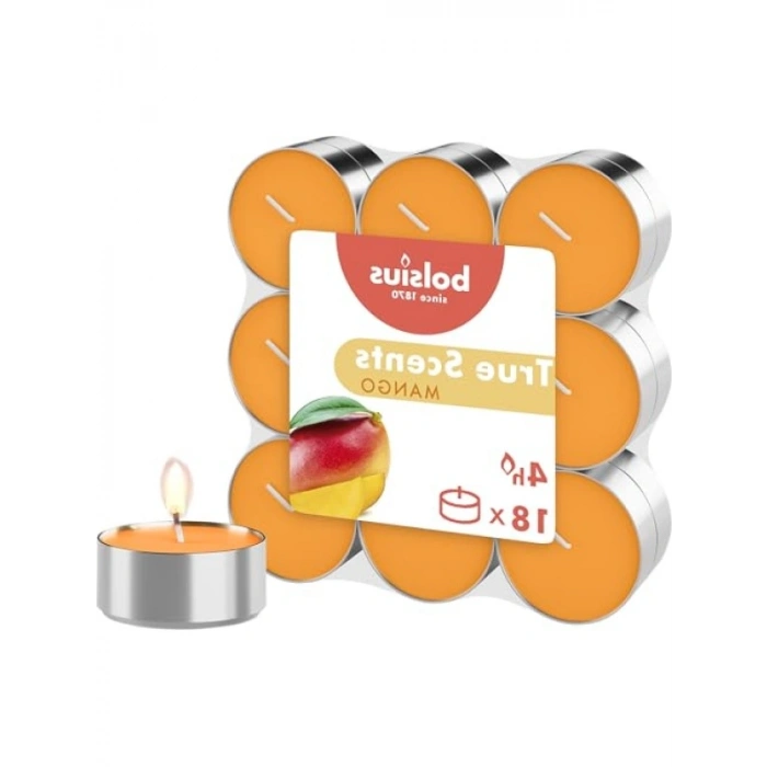 Mango Kokulu Tealight Mum, 18li Paket, 4 Saat Uzun Yanma Süresi