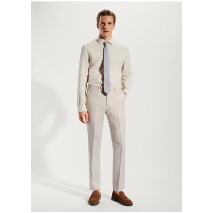 Mango Man %100 Keten Takım Elbise Pantolonu