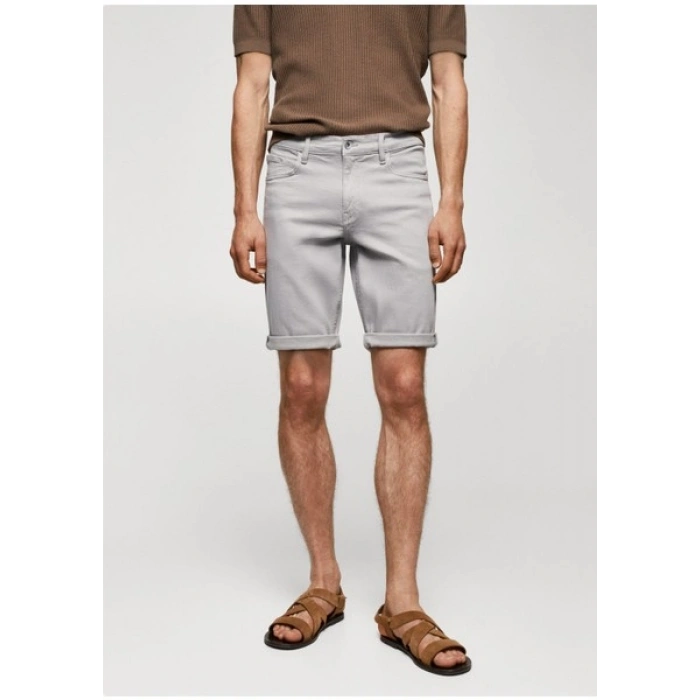 Mango Man Dar Kesim Denim Bermuda Şort