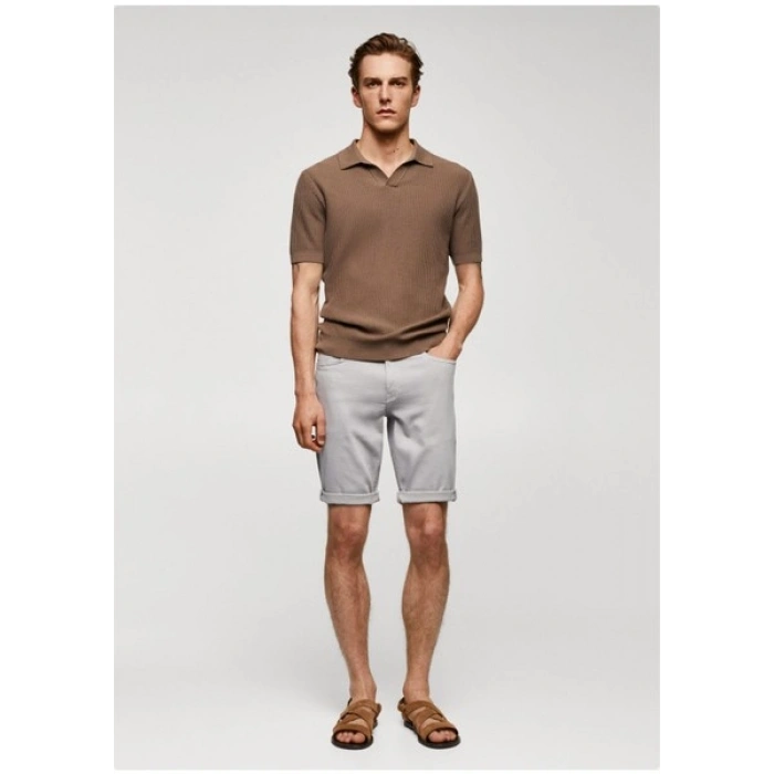 Mango Man Dar Kesim Denim Bermuda Şort