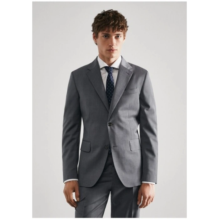 Mango Man Dar kesim işlenmemiş yün takım elbise blazer