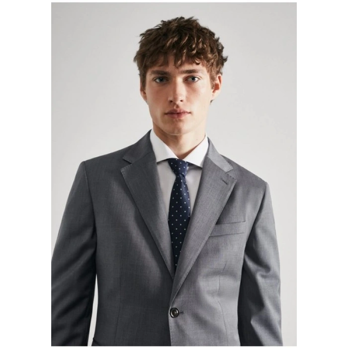 Mango Man Dar kesim işlenmemiş yün takım elbise blazer