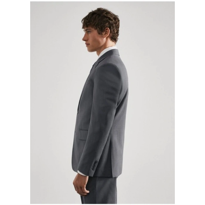 Mango Man Dar kesim işlenmemiş yün takım elbise blazer