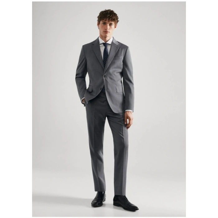 Mango Man Dar kesim işlenmemiş yün takım elbise blazer