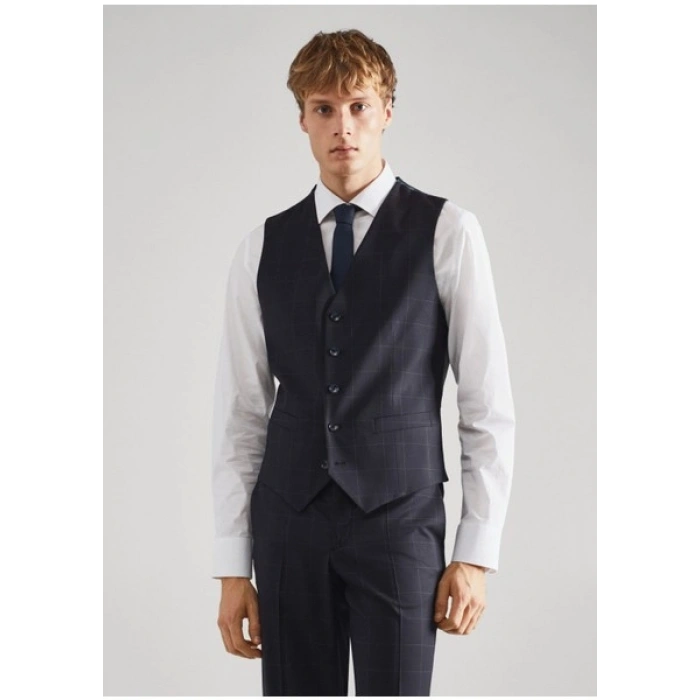 Mango Man Slim Fit Kareli Takım Yeleği