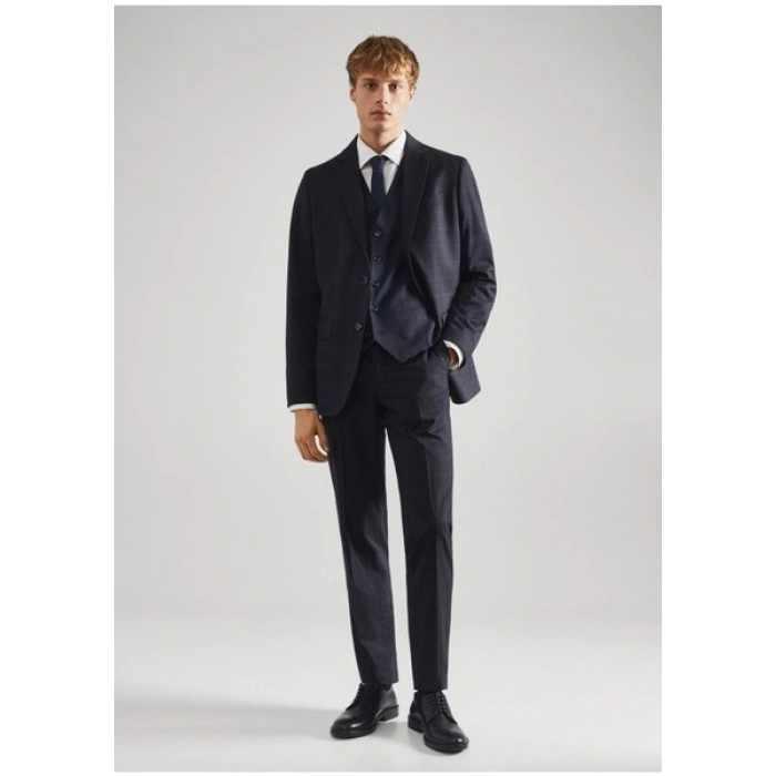 Mango Man Slim Fit Kareli Takım Yeleği