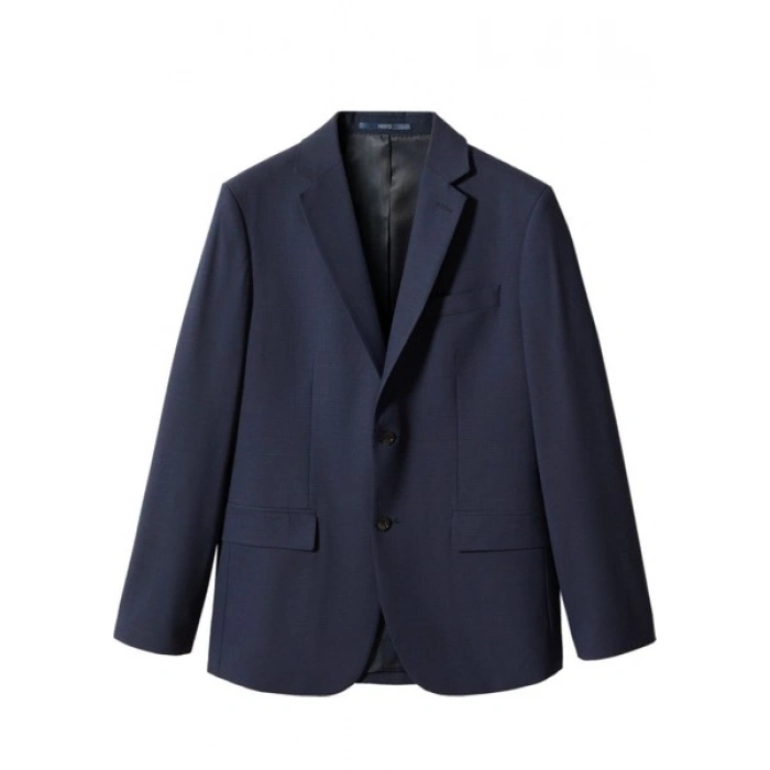 Mango Man Slim Fit Kareli Yün Takım Elbise Ceketi