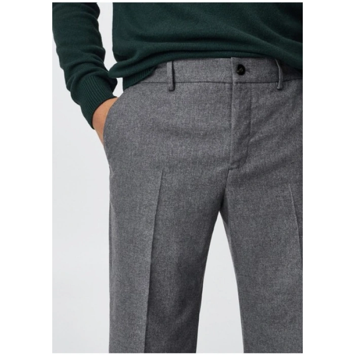 Mango Man Slim Fit Yünlü Takım Elbise Pantolonu