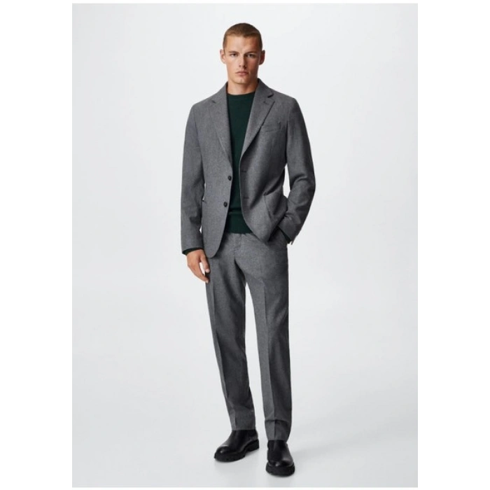 Mango Man Slim Fit Yünlü Takım Elbise Pantolonu