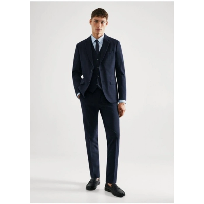Mango Man Süper Slim Fit Kareli Takım Elbise Ceketi