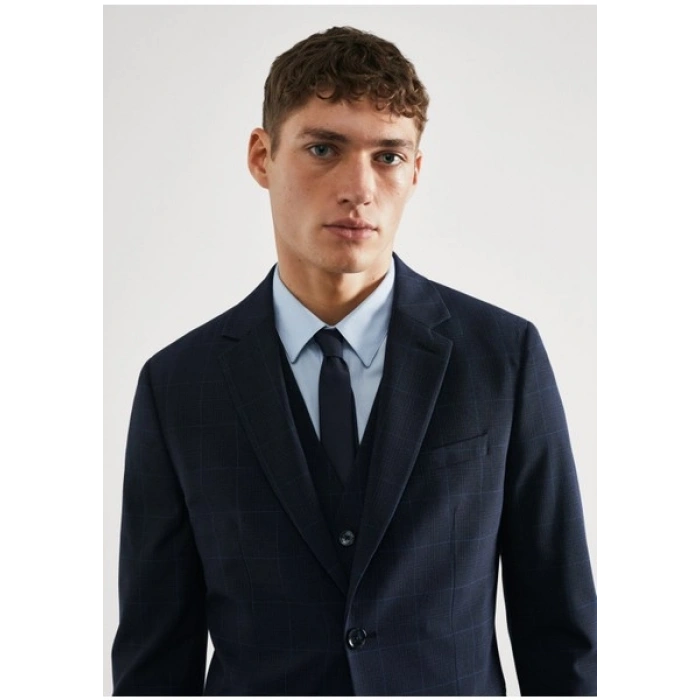 Mango Man Süper Slim Fit Kareli Takım Elbise Ceketi
