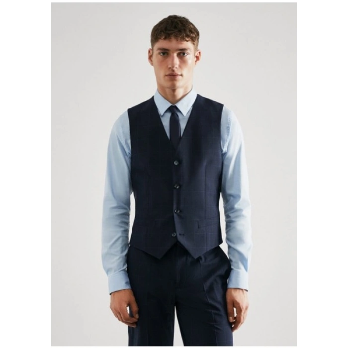 Mango Man Süper Slim Fit Kareli Takım Yeleği