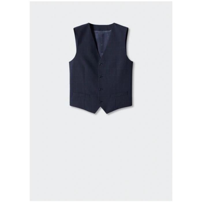 Mango Man Süper Slim Fit Kareli Takım Yeleği