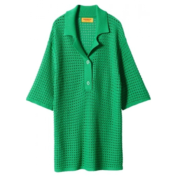Mango Oversize Ajurlu Örme Polo Yaka T-Shirt