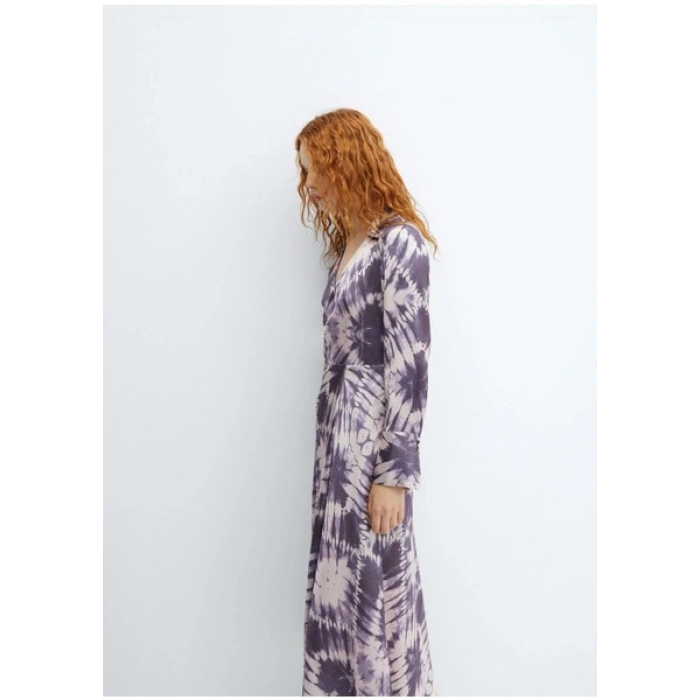 Mango Saten Batik Elbise