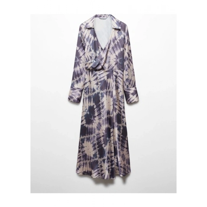 Mango Saten Batik Elbise