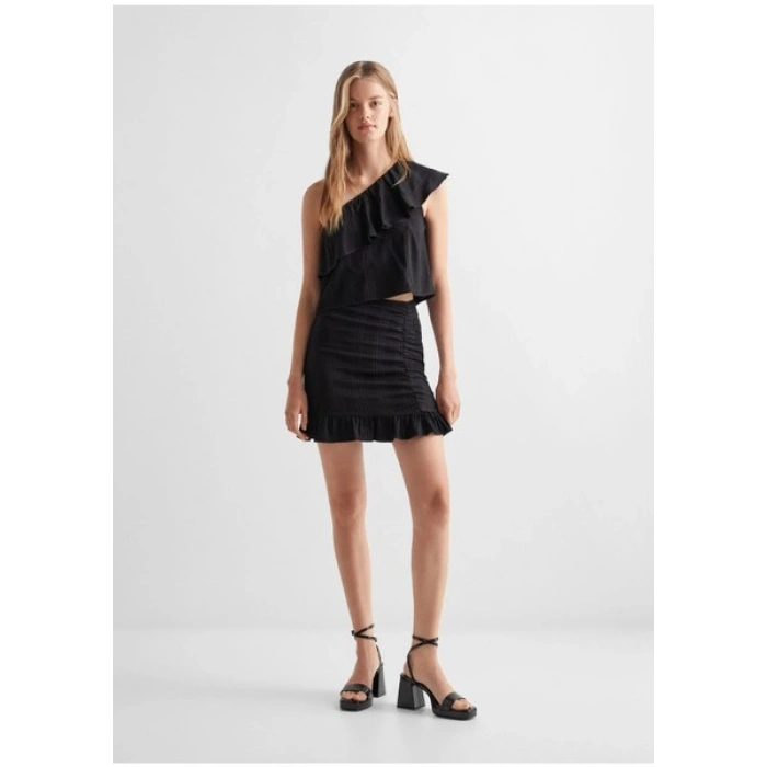 Mango Simli Detaylı Asimetrik Bluz