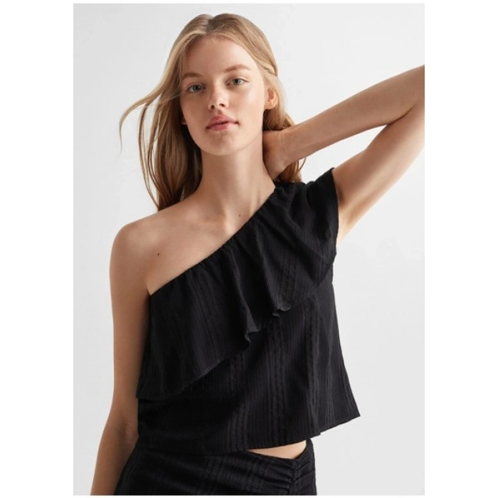 Mango Simli Detaylı Asimetrik Bluz