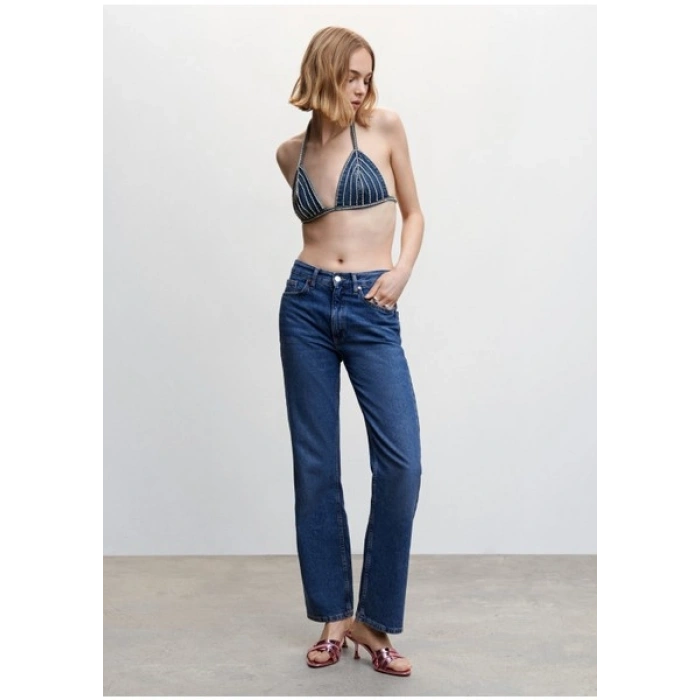 Mango Yapay elmaslı denim üst
