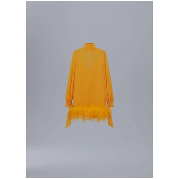 Mango Yarı Şeffaf Tüy Elbise