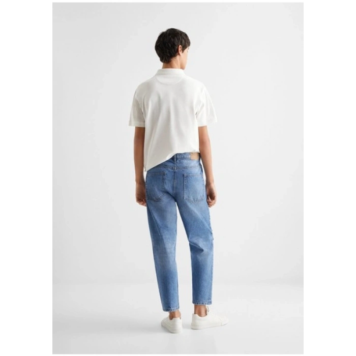 Mango Yırtık düz jean pantolon