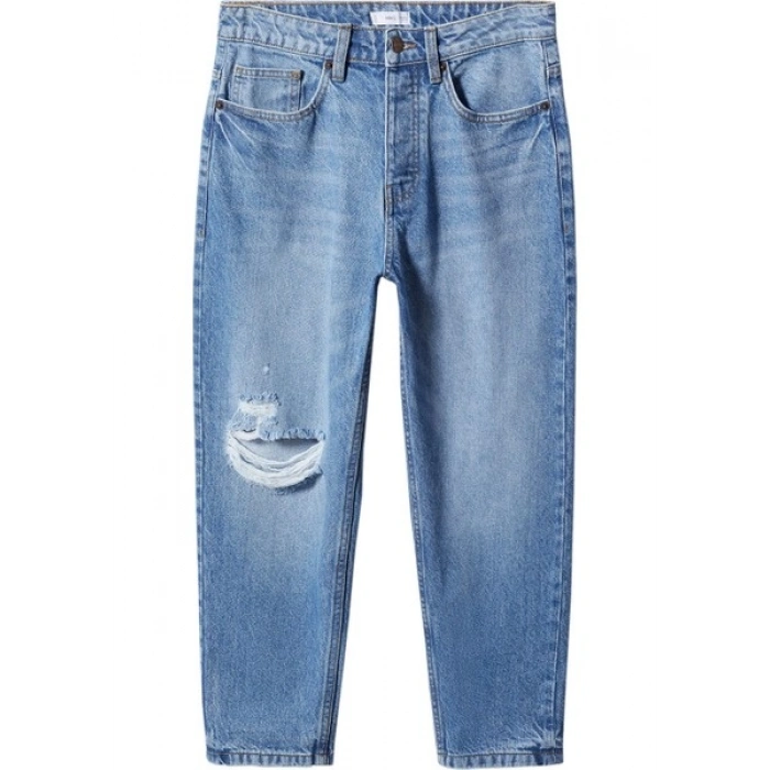 Mango Yırtık düz jean pantolon