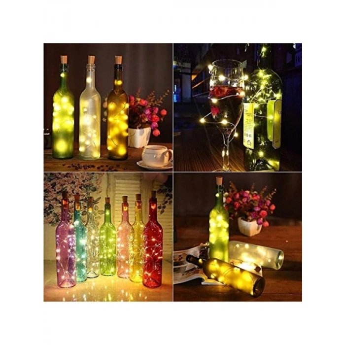 Mantar Tıpa Peri LED Işık (3 Metre, Güneş Işığı)