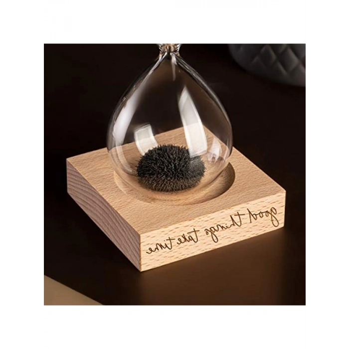 Manyetik Kum Saati - Ahşap Kaideli ve Mıknatıslı