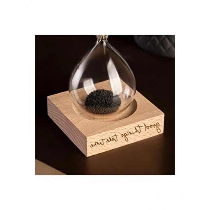 Manyetik Kum Saati - Ahşap Kaideli ve Mıknatıslı