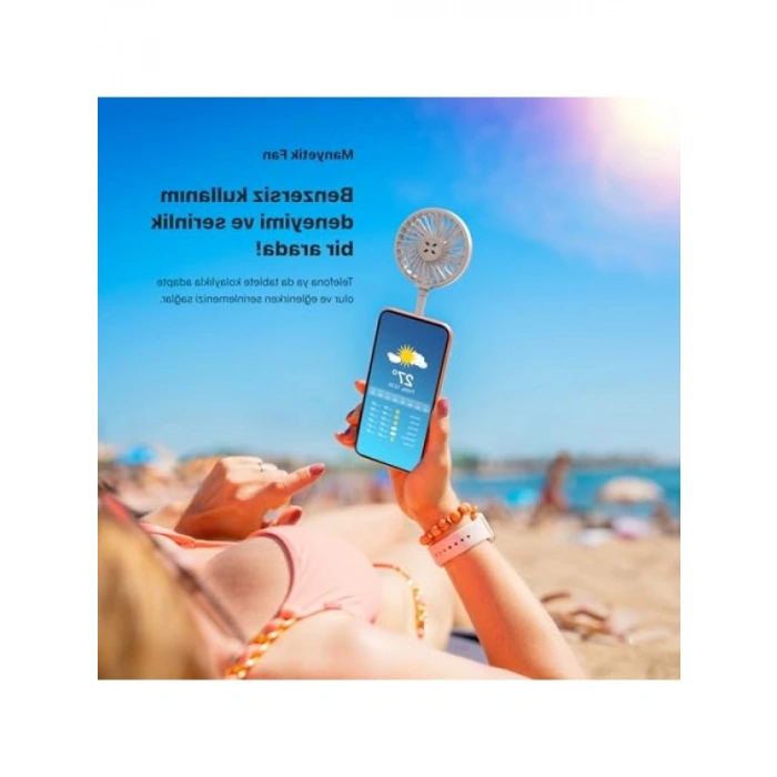 Manyetik USB Şarj Edilebilir Taşınabilir Vantilatör - Ultra Sessiz