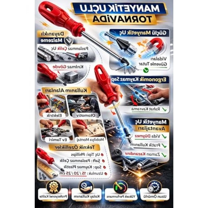 Manyetik Yıldız Tornavida, 6+125 mm, Kaymaz Ergonomik Sap