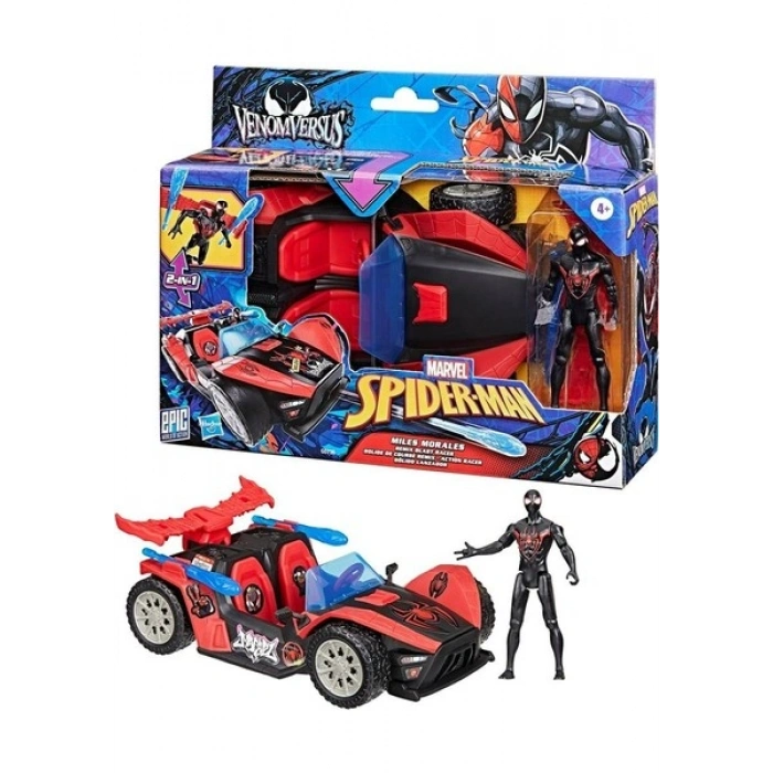 Marvel Spider-Man Miles Morales Araba ve Figür Seti – Dönüştürülebilir Araçlı Aksiyon Oyuncağı