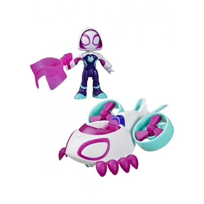 Marvel Spidey And His Amazing Friends Hayalet-Spider Copter Aksiyon Figürü ve Oyuncak Aracı