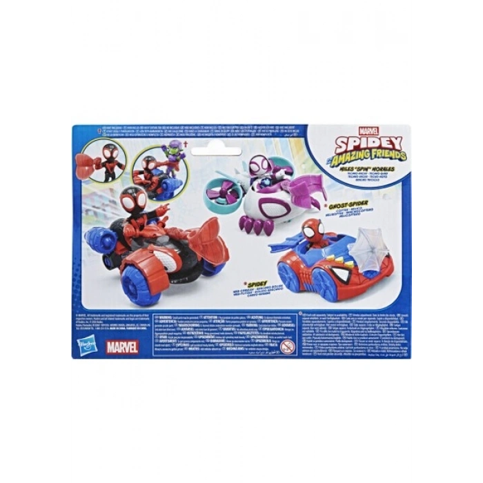 Marvel Spidey And His Amazing Friends Miles spin Morales Techno-Racer Aksiyon Figürü ve Oyuncak Aracı