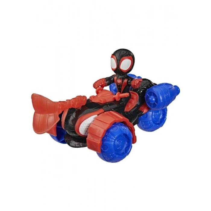 Marvel Spidey And His Amazing Friends Miles spin Morales Techno-Racer Aksiyon Figürü ve Oyuncak Aracı