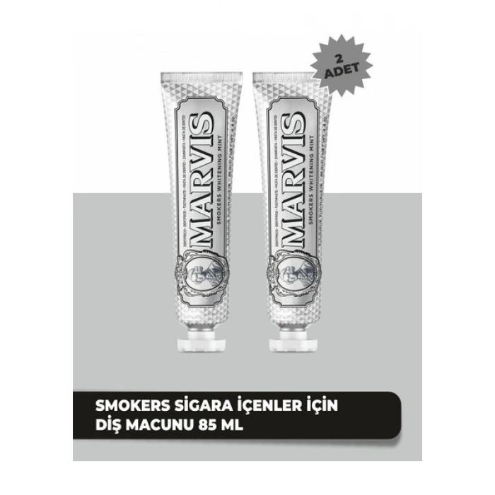 Marvis 85 ml Smokers Beyazlatıcı Diş Macunu 2 Adet Nane Aroması ile Ferahlatıcı Etki