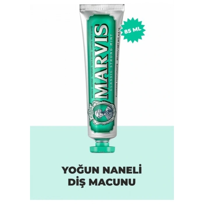 Marvis Classic Strong Mint Diş Macunu 85 ml - Yoğun Nane Aromasıyla Uzun Süreli Ferahlık