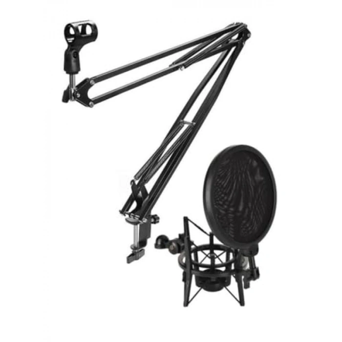 Masa Mikrofon Standı + Pop Filtre ve Shock Mount Seti