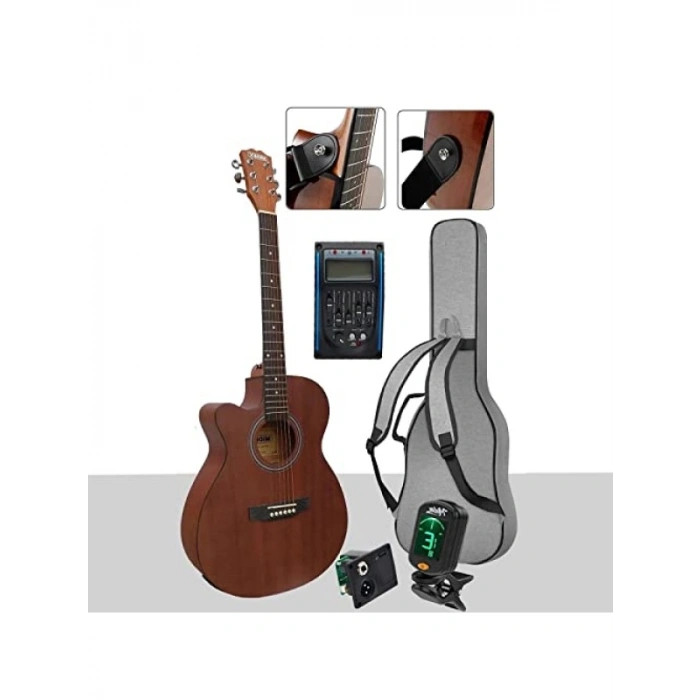 Masif Ağaç Elektro Akustik Gitar Seti - 4/4 Boy