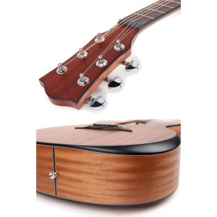 Masif Ağaç Elektro Akustik Gitar Seti 50W Amfi ile
