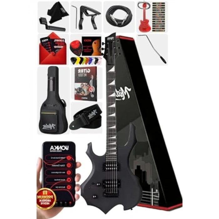Masif Ağaç Üst Seviye Elektro Gitar Seti, Profesyonel Aksesuarlar ile