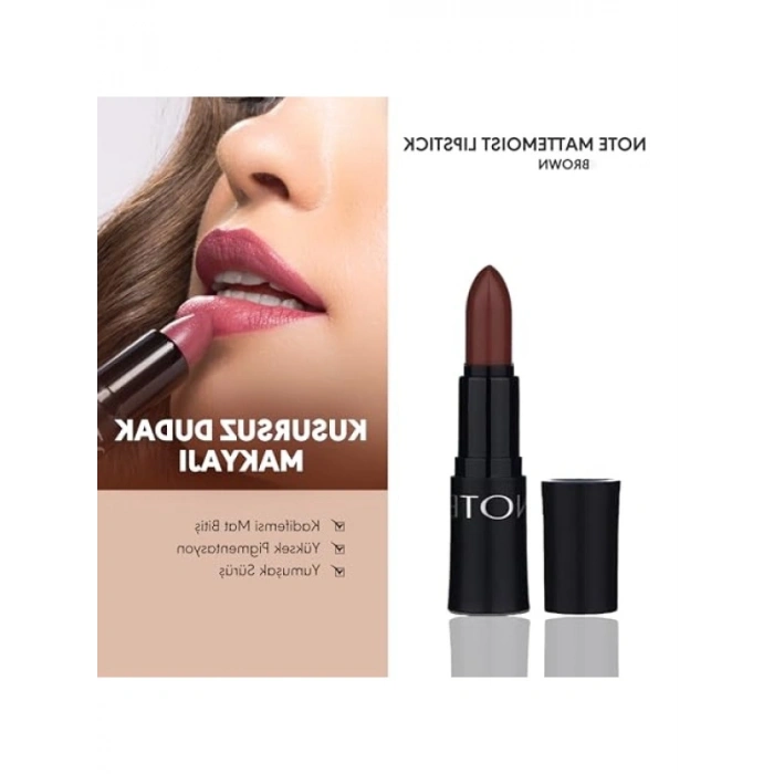 Mat Bitişli Kremsi Ruj - Kahverengi