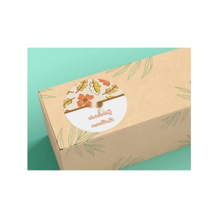 Mat Etiket - Turuncu Sonbahar Çiçek Temalı, 100 Adet