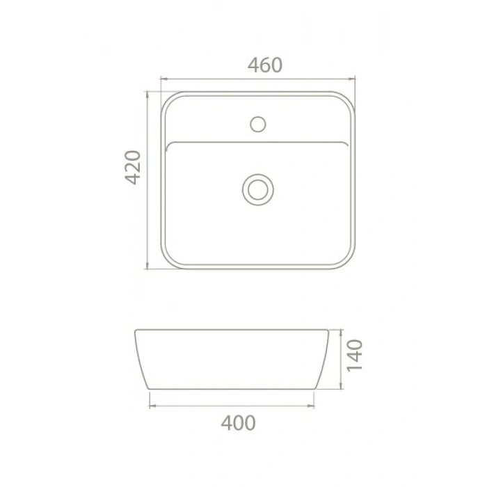 Mat Gri One 46X42 Lavabo (Batarya Delikli)