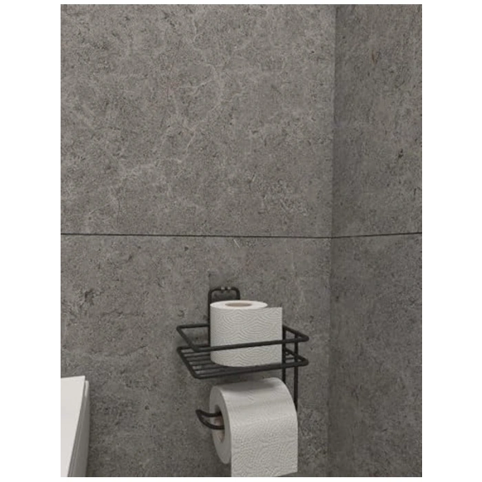 Mat Siyah Ahşap Banyo Rafı, Paslanmaya Dayanıklı Tasarım