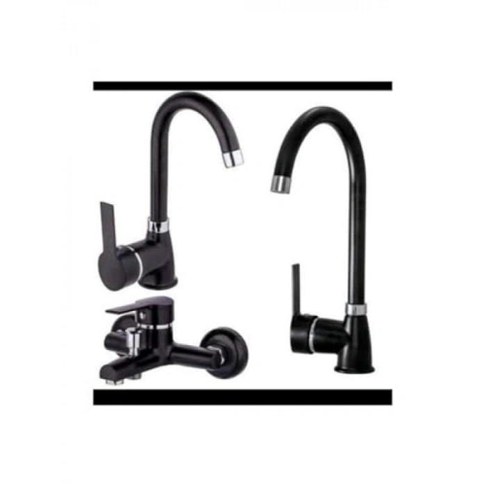 Mat Siyah Batarya Takımı - Eviye, Lavabo ve Banyo Bataryası