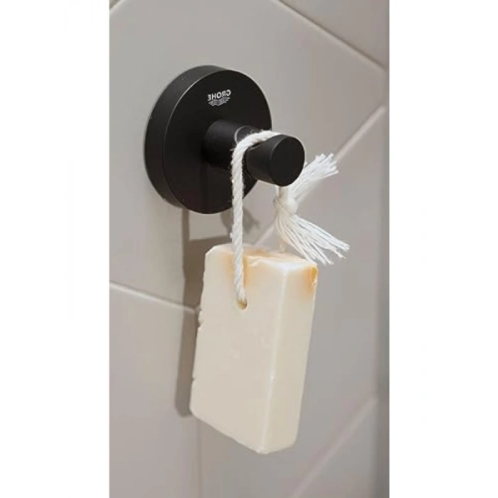 Mat Siyah Bornoz Askısı - Duş ve Banyo Aksesuarı