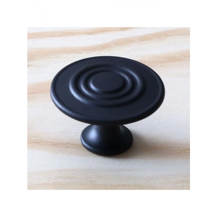 Mat Siyah Daire Kulp - Mobilya ve Dolaplar İçin